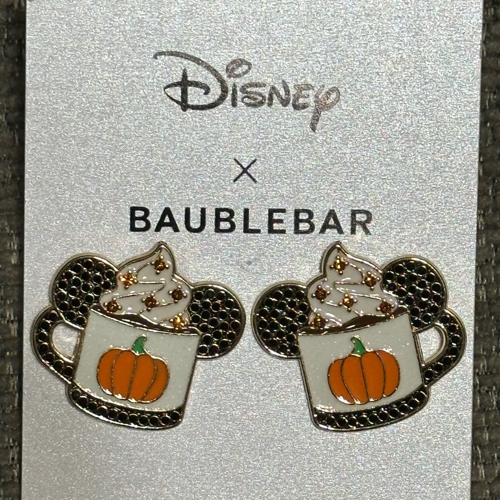 Disney x Baublebar earings, pumpkin spice mug NEW  Black, orange white colors